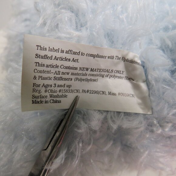 Blue Bunny Plush Rabbit with pink ears Baby Blue - Picture 6 of 7